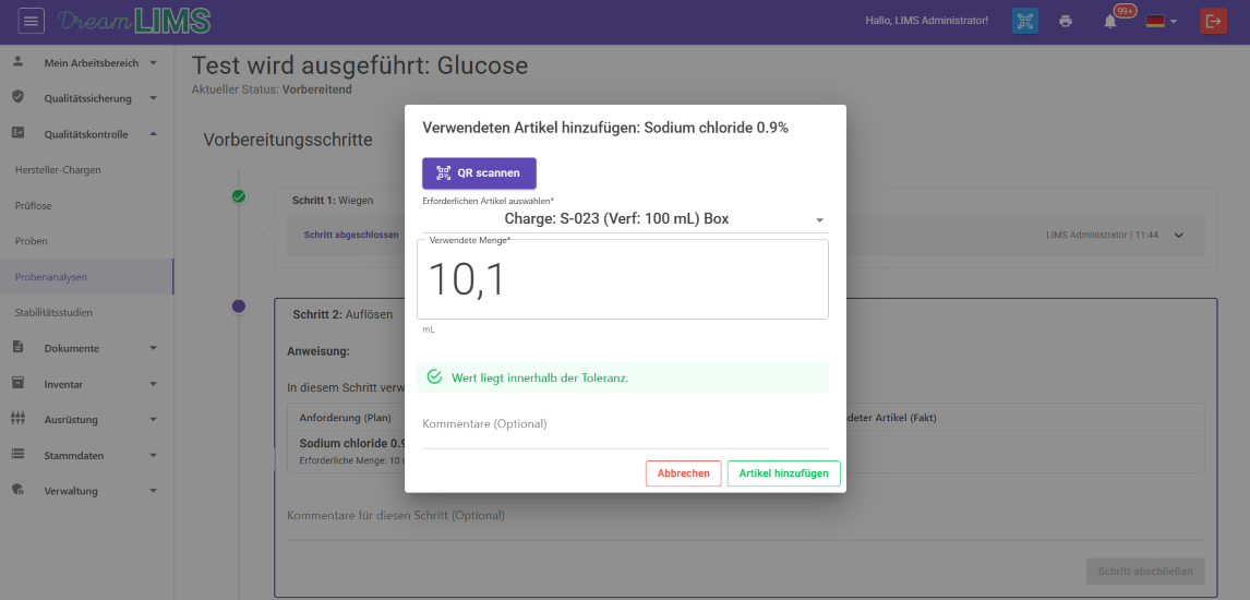 DreamLIMS Interface